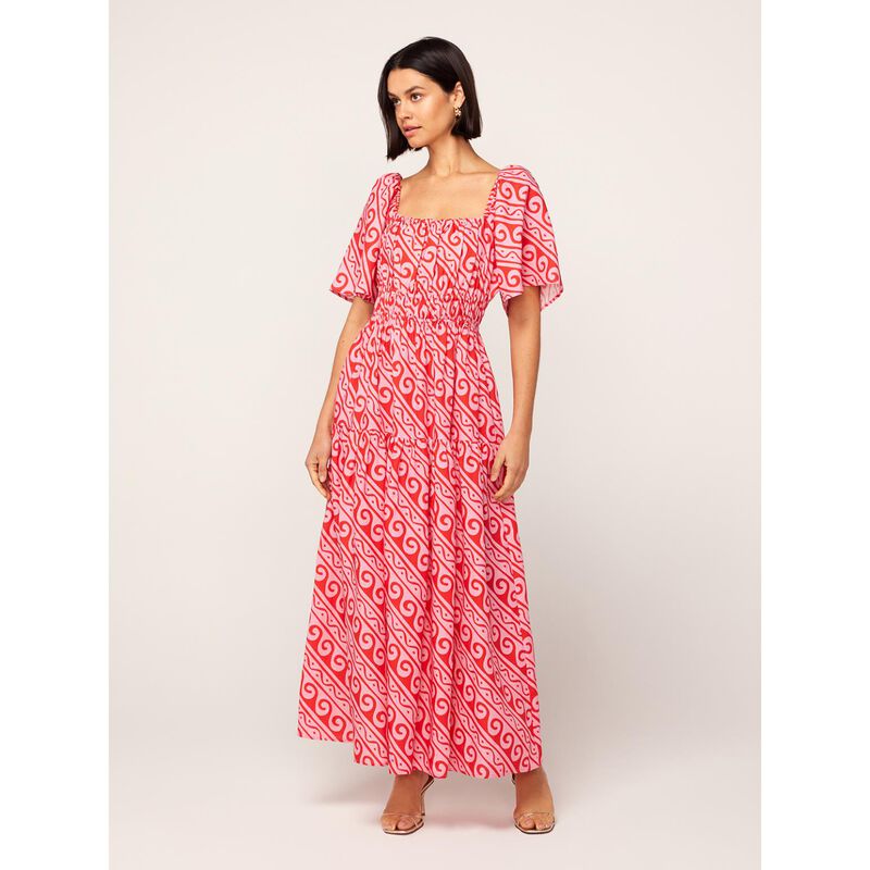 KITRI Louisa Pink Wave Print Maxi Dress image number 3